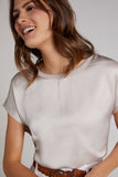 Beige Top with Silk Feel Front and Jersey Back