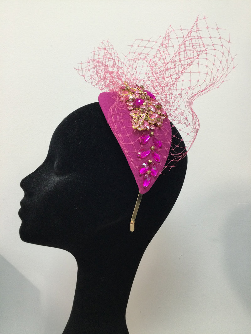 Teardrop Headpiece in Fuscia and Gold