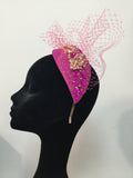 Teardrop Headpiece in Fuscia and Gold
