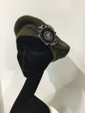 Khaki Beret with Silver Embellishment