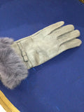 Grey Fur Gloves with Bow