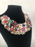 Small Collar - Pearl, Plum Pink and Multicoloured Crystals