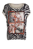 Zebra Print Top with coral accents