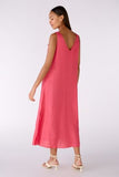 Pink Linen Midi Dress
