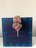 Plumeria Headpiece in Pink Gold and Multicoloured Crystals and