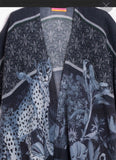 Anastasia Poncho in Navy and Blue Print