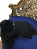 Black Fur Gloves with Bow