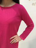 Raspberry Sweater with Pleated Detail at the Neck