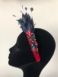 Blair Headpiece in Wine Navy and Pewter Crystal Accents