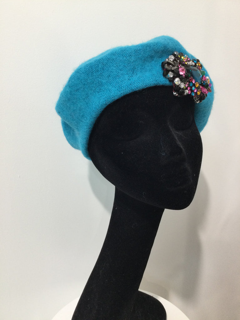 Blue Beret with Multi Crystals