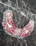 Small Collar - Pink & Silver with Silver Lace