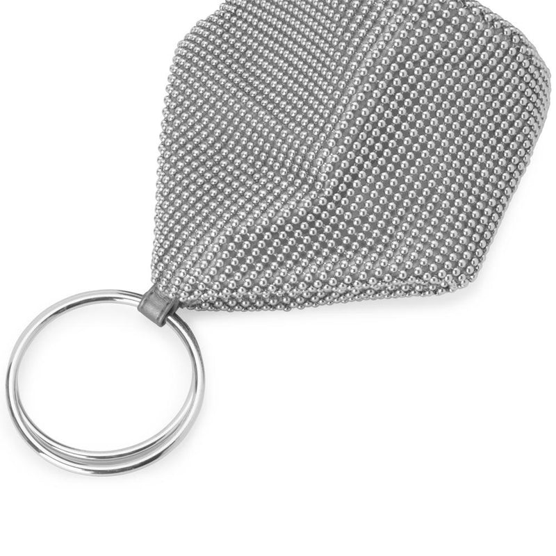 Ellie Silver Crystal Mesh Ring Handle Bag
