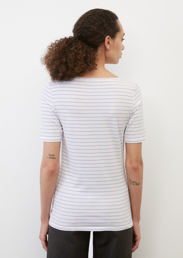 Cotton striped lilac and white t-shirt