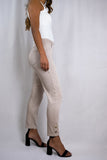 Taupe Button 3/4 Jegging