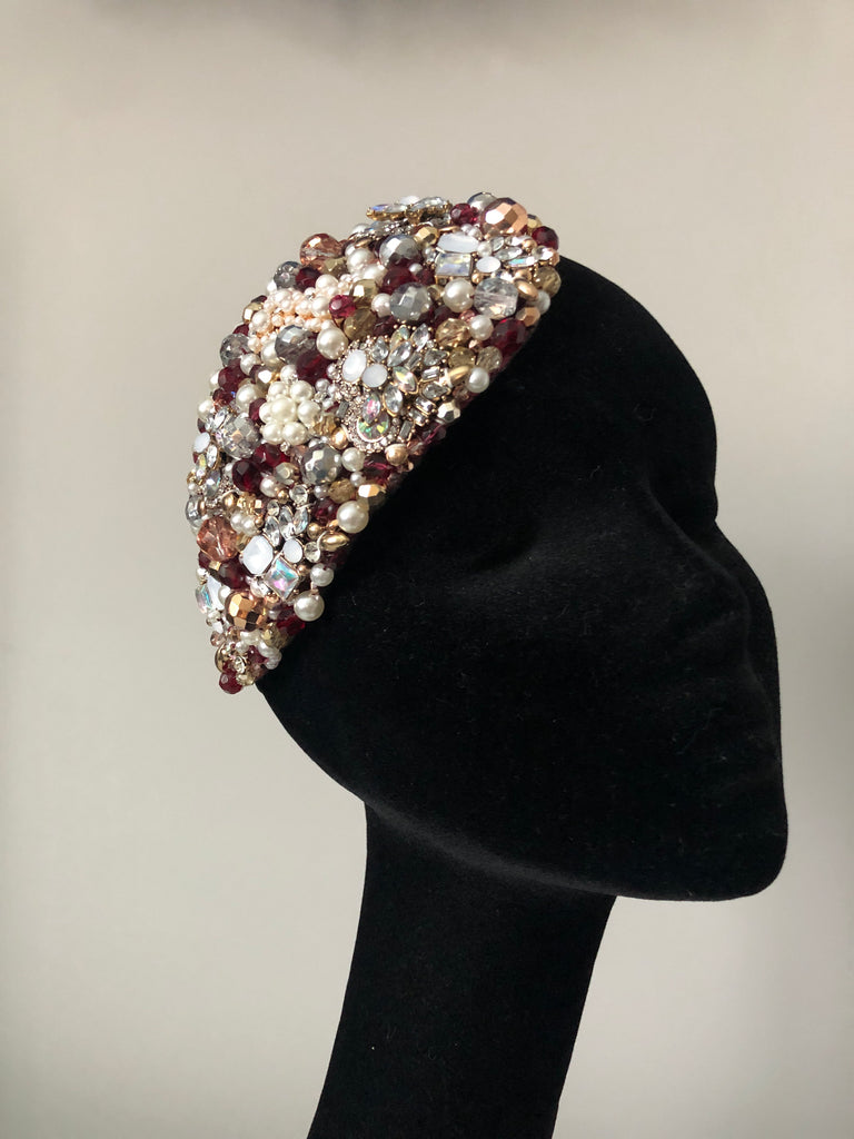 Teardrop in Pearl Burgundy Gold Silver and Rose Gold Crystals