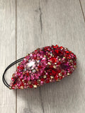 Teardrop in Red Pink and Gold Crystals