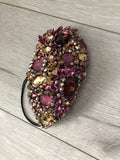 Teardrop in Plum Gold and Silver Crystals