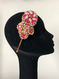 Plumeria Headpiece in Hot Pink and Gold Crystals