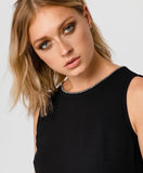 Sleeveless Top and Belt Diamonte Trim