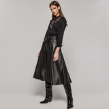 Leather Look ALine Skirt with Detachable Belt