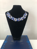 Beaded Neckpiece in Navy Blue Silver and Gold