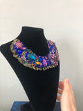 Small Collar - Blue & Purple  with Dark Gold Lace