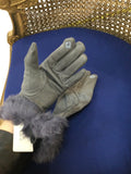 Grey Fur Gloves with Bow