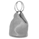 Ellie Silver Crystal Mesh Ring Handle Bag