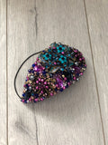 Teardrop in Navy Purple Teal and Gold Crystals