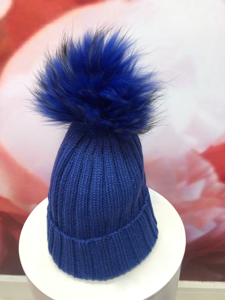 Pom Pom Hat in Blue