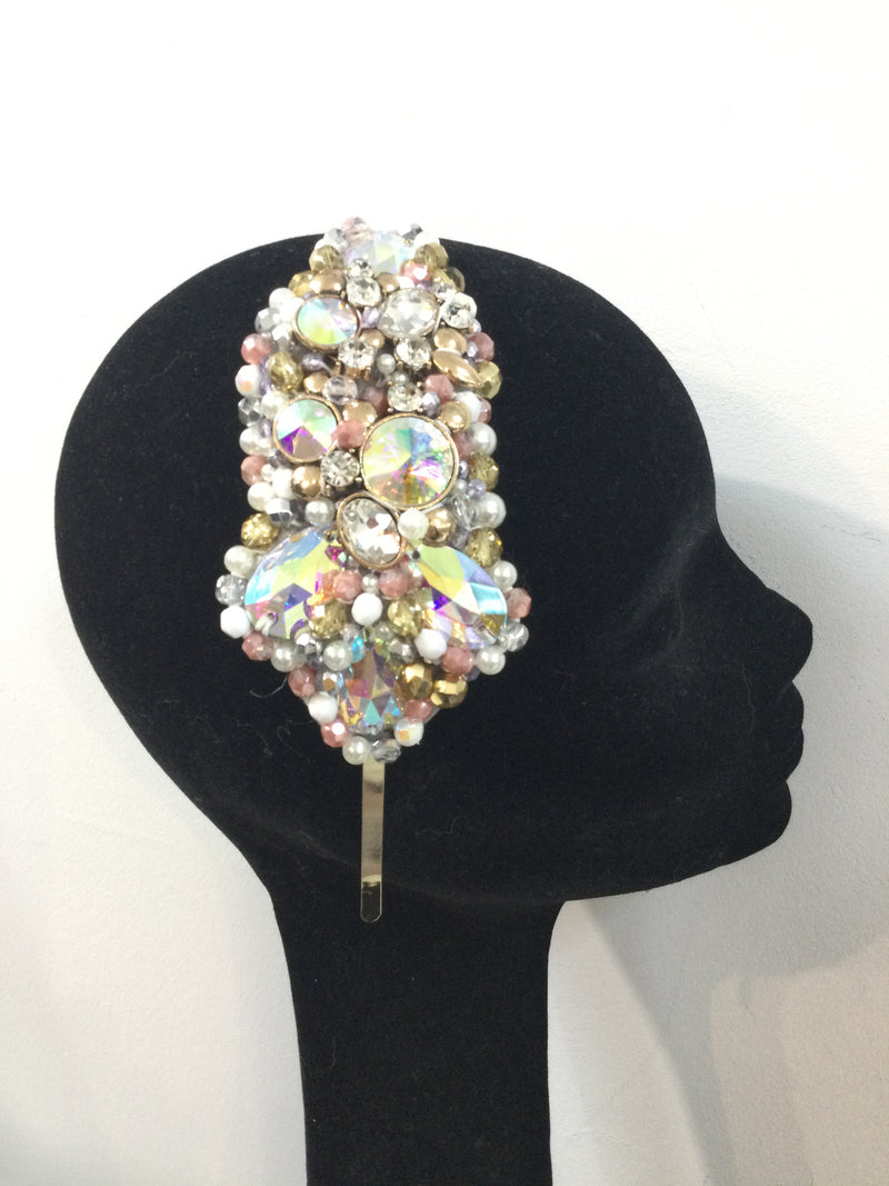 Pale Pink Pearl, Gold and Bling Plumeria