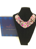 V Collar in Fuschia , Gold and Silver