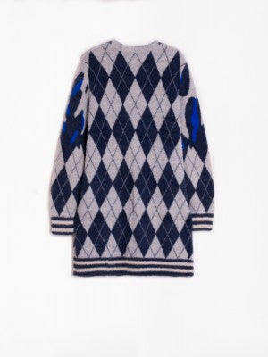 Sally Cardigan in Blue and Navy Print