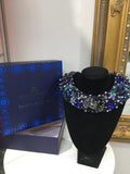 Large Collar - Navy, Black, Blue Teal and Pewter Crystals