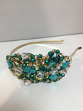 Plumeria in Teal, Pearl and Gold