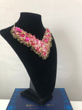 V Collar - Pink & Gold with Gold Lace