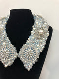 Large Collar - Babyblue Pearl & Silver