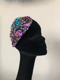 Teardrop in Navy Purple Teal and Gold Crystals