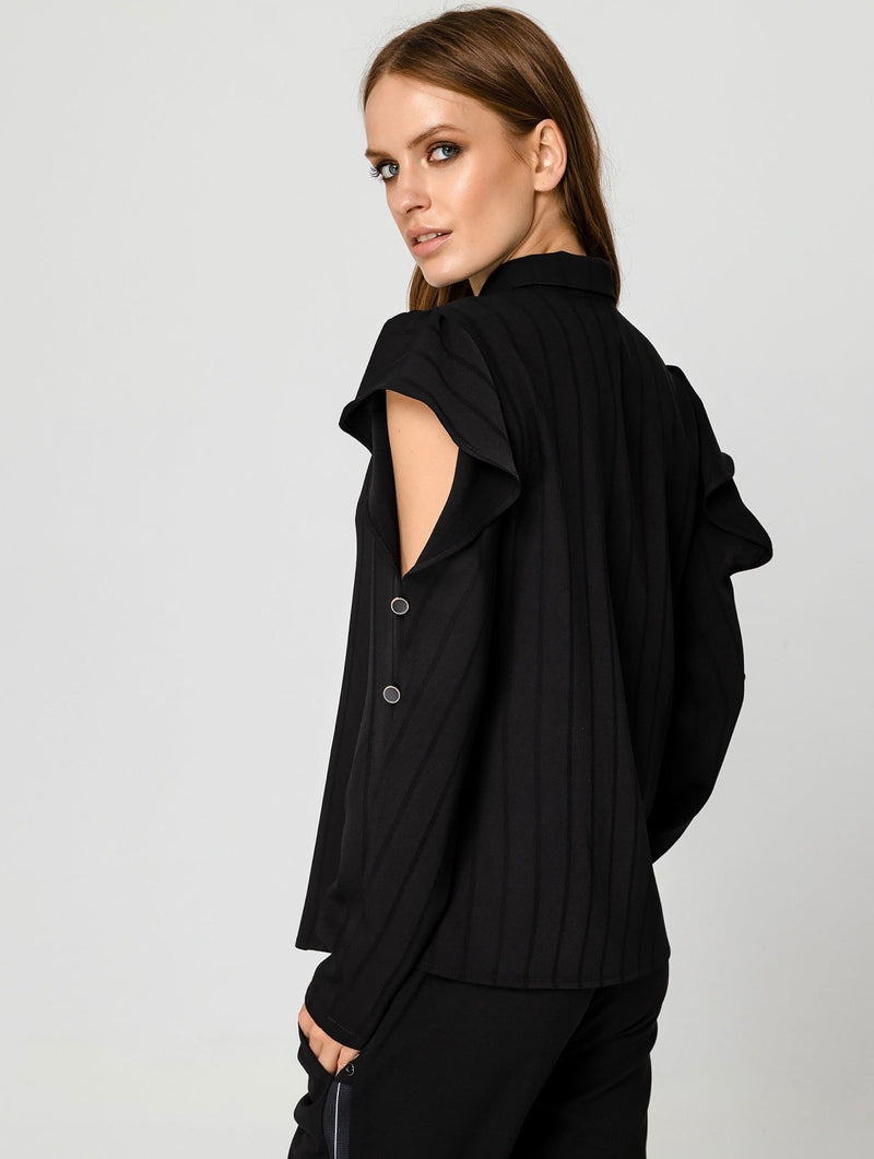 Shirt with Peekaboo Frilled Sleeve