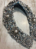 Large Collar - Babyblue Pearl & Silver