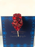 Plumeria Headpiece in Red and Wine Crystals with Gold Features
