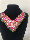 V Collar - Pink & Gold with Gold Lace