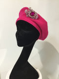 Hot Pink Beret with Silver Embellishment