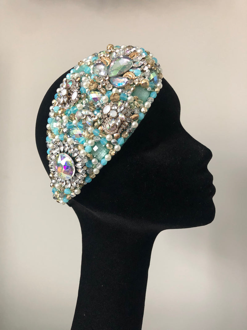 Teardrop in Mint Turquoise Gold Silver and Pearl