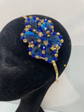 Iris in Royal Blue and Gold Crystals
