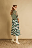 Pleated Skirt in Green Print