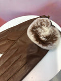 Tan Leather Gloves with Fur Lining