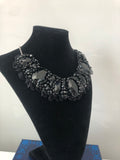 Small Collar - Black Crystal with Black Lace Trim