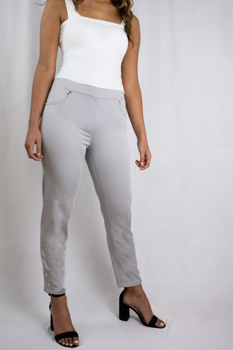 Grey Button 3/4 Jeggings