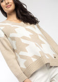 Beige and Ivory Houndstooth Sweater